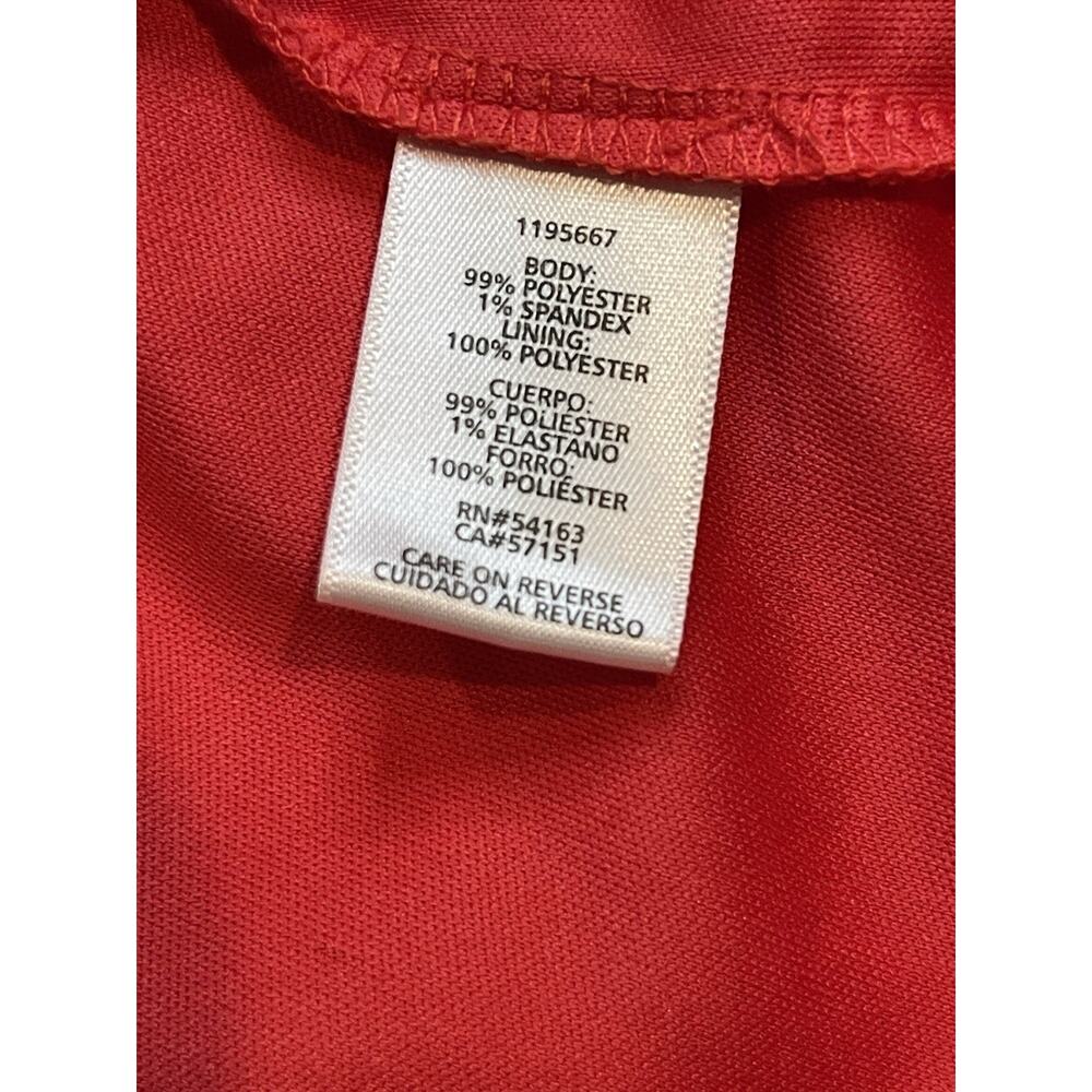 Calvin Klein Ribbed Ribbon Short Sleeve Lined Top Red Large - Picture 7 of 12